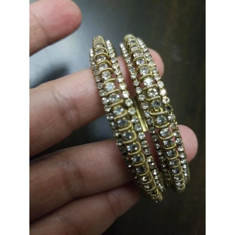Pair of Indian bangles with rhinestones